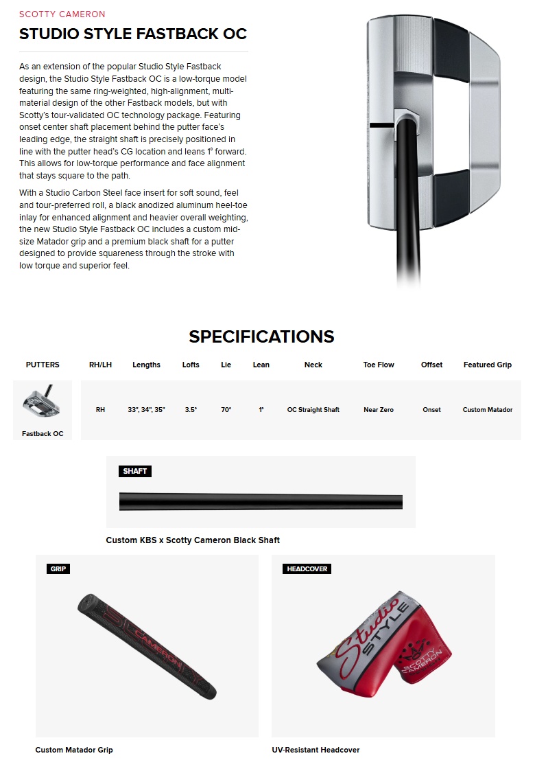 SCOTTY CAMERON Scotty・Cameron 2025 Studio Style Fastback OC