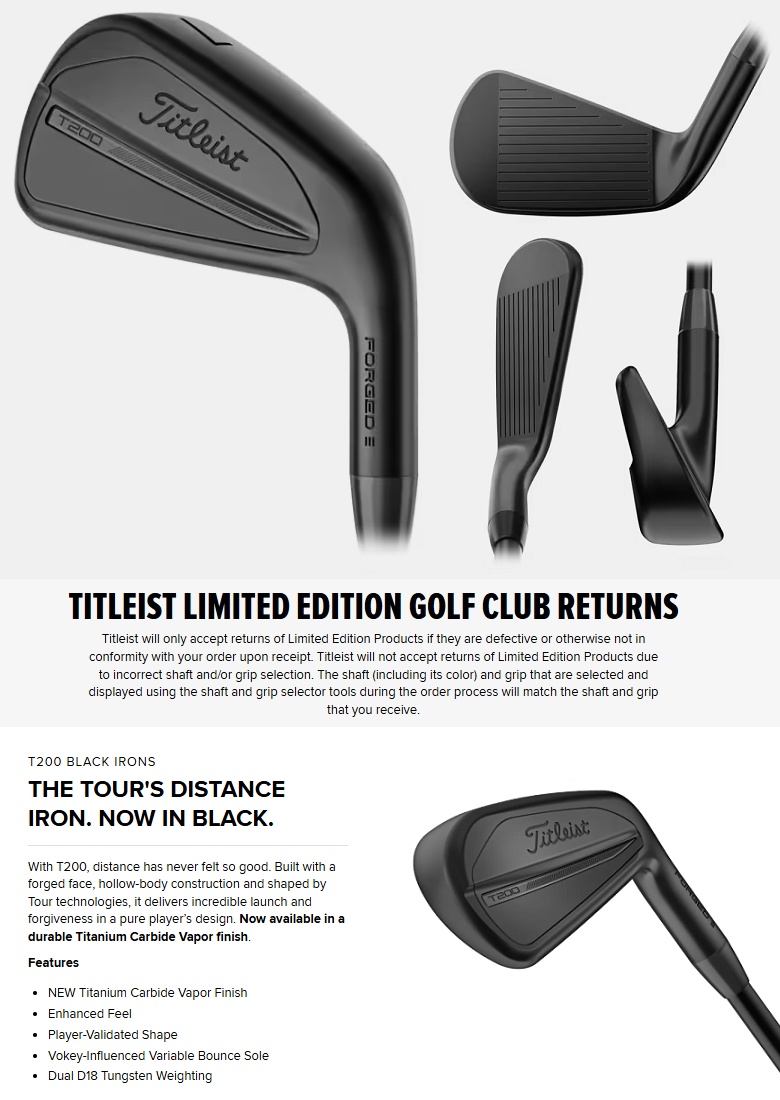 Black T200 Irons | Limited Edition | Titleist