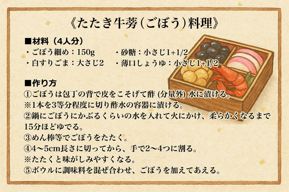 牛蒡（ごぼう）の調理方法 お節料理 おせち