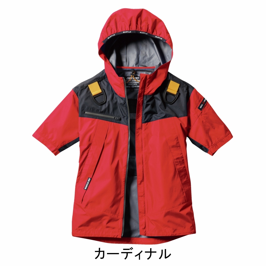 (19) 4つ穴空調服 バートル AC1096 カーディナル 3L BURTLE バートル エアークラフト遮熱パーカー半袖ブルゾン