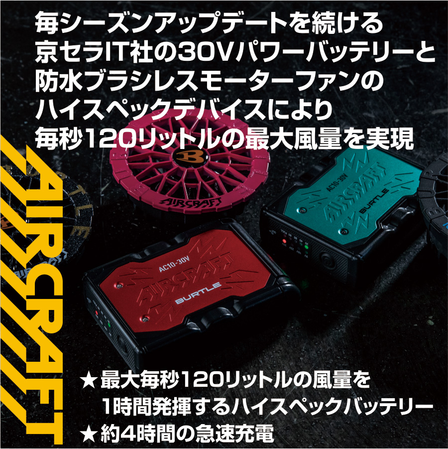 2026年モデル バートル エアークラフト 30V リチウムイオンバッテリー AC10 作業着 空調作業服 空調 服 猛暑 プロノ BURTLE AIR CRAFT 関連画像1