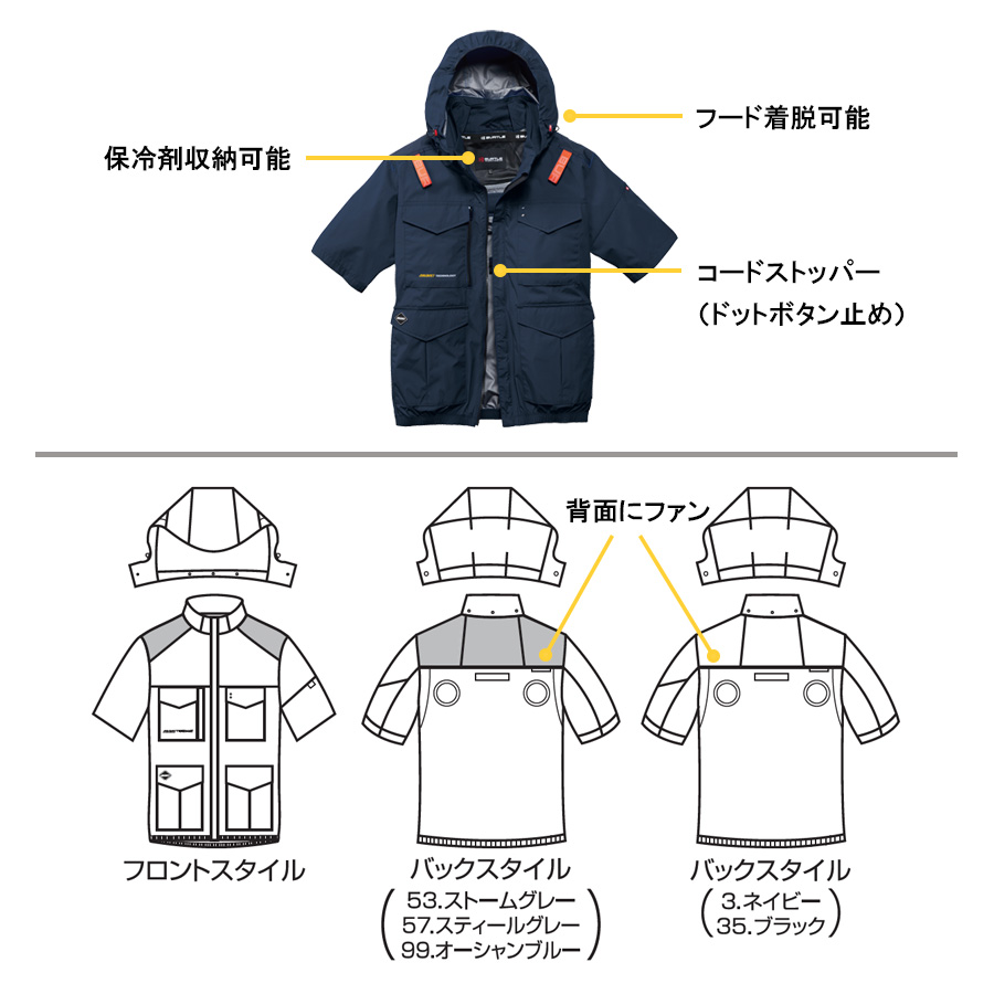 2026年モデル バートル エアークラフト 遮熱ハイバックファン半袖ブルゾン AC2106 メンズ 空調作業服 作業着 作業服 夏物 猛暑 ファン BURTLE 関連画像5