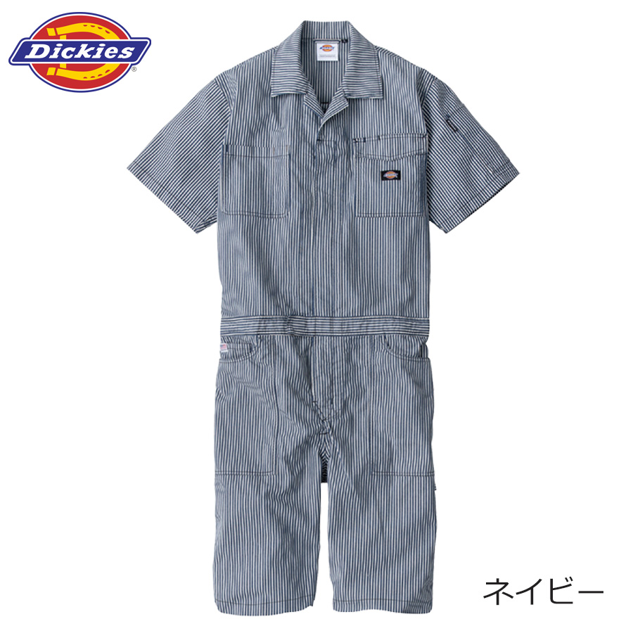 ディッキーズ　D-7104　1.ネイビー　4L　半袖ツナギ　ショート丈 ディッキーズ ライトストレッチヒッコリー半袖ツナギ（ショート