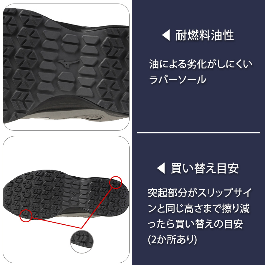 ミズノ オールマイティLS III 53L BOA F1GA2602 JSAA A種 安全靴 作業靴 プロテクティブスニーカー MIZUNOの画像