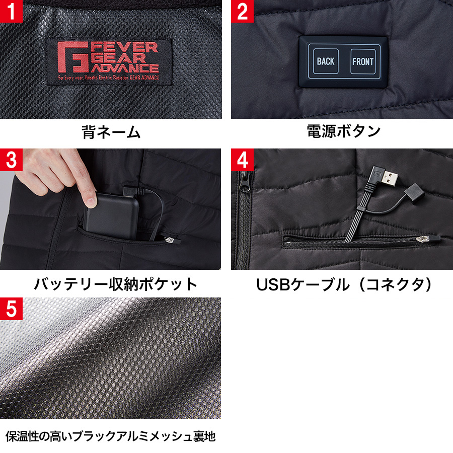 FEVER GEAR 電熱ベスト（バッテリーセット）FGA20000 ヒーターベスト