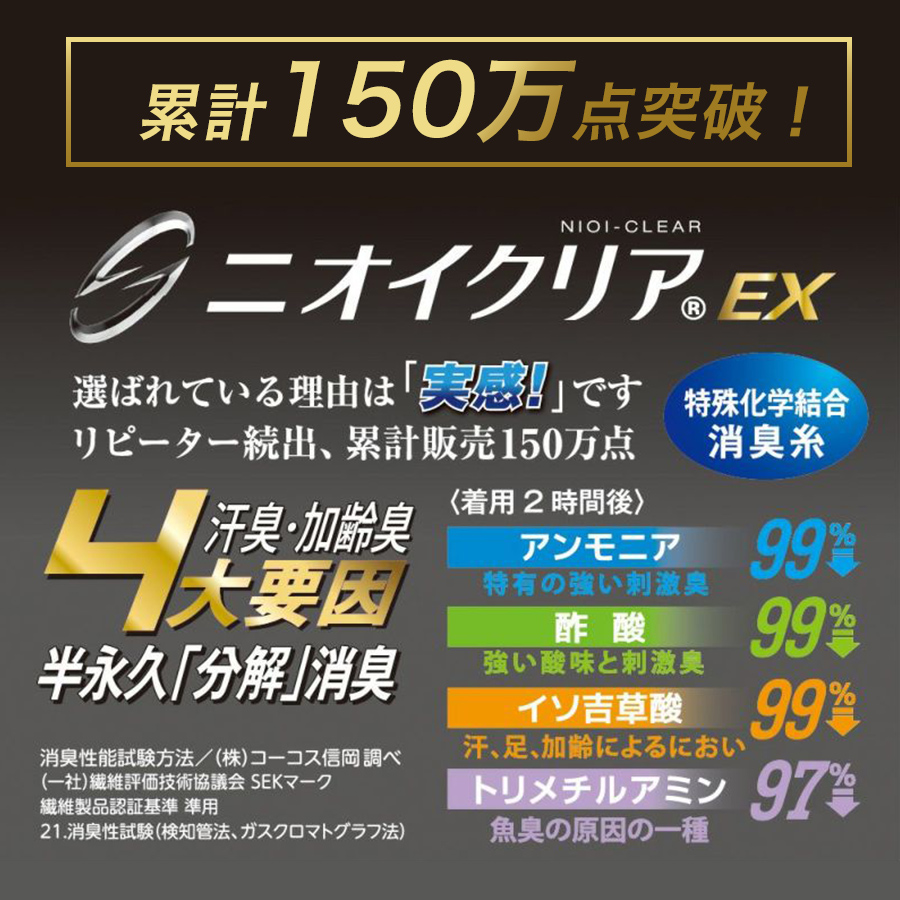 グラディエーター ニオイクリア消臭インナー手袋5双組 G-201 商品説明2