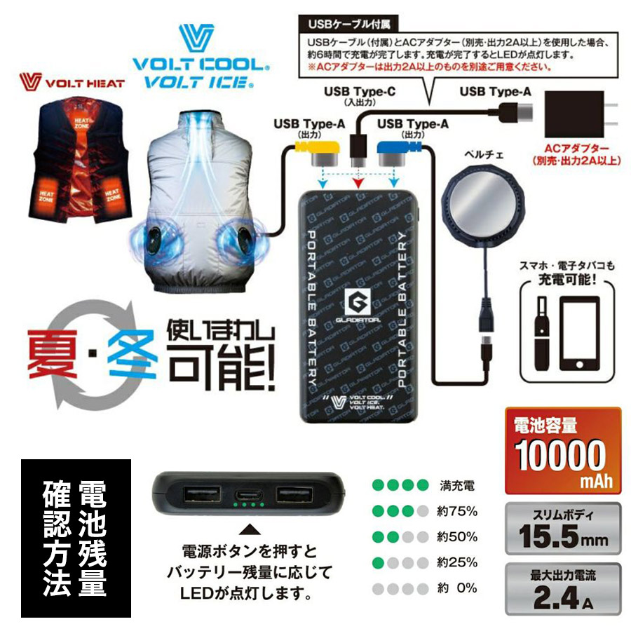 グラディエーター ボルトクールライト ペルチェ付き半袖ブルゾンセット