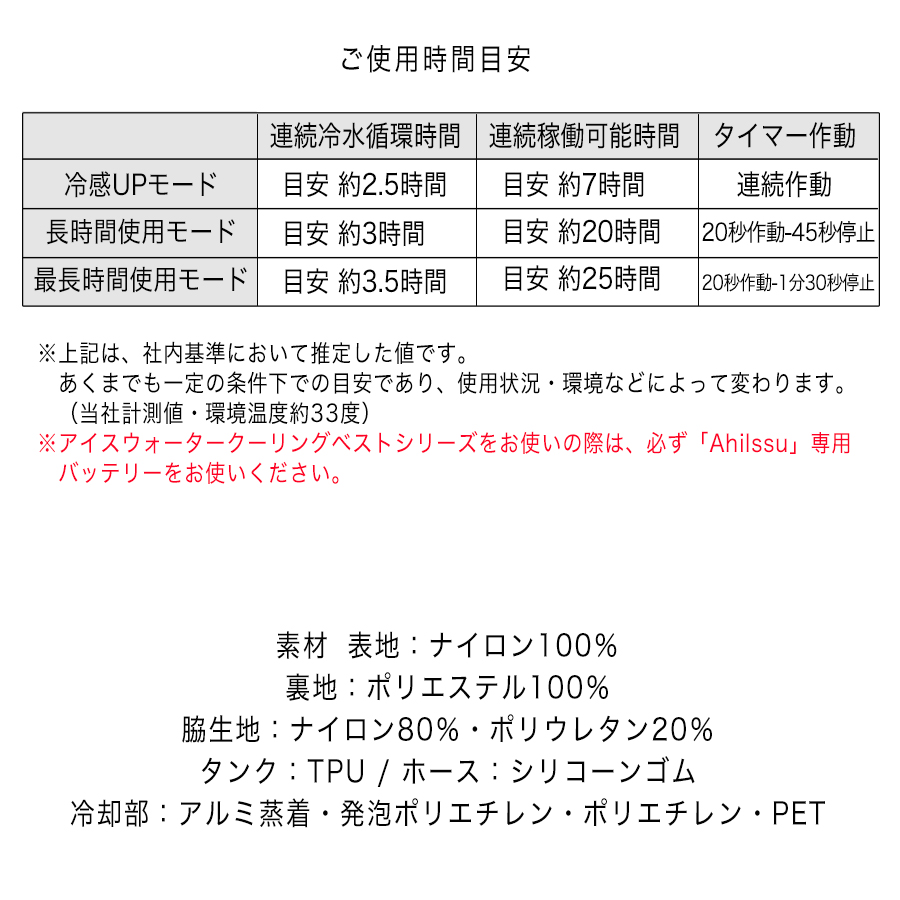 期間限定価格 CUC Ah!issu 水冷ベスト アイスウォータークーリングベスト ICW002 バッテリーセット 水冷服 猛暑 冷水 - 14