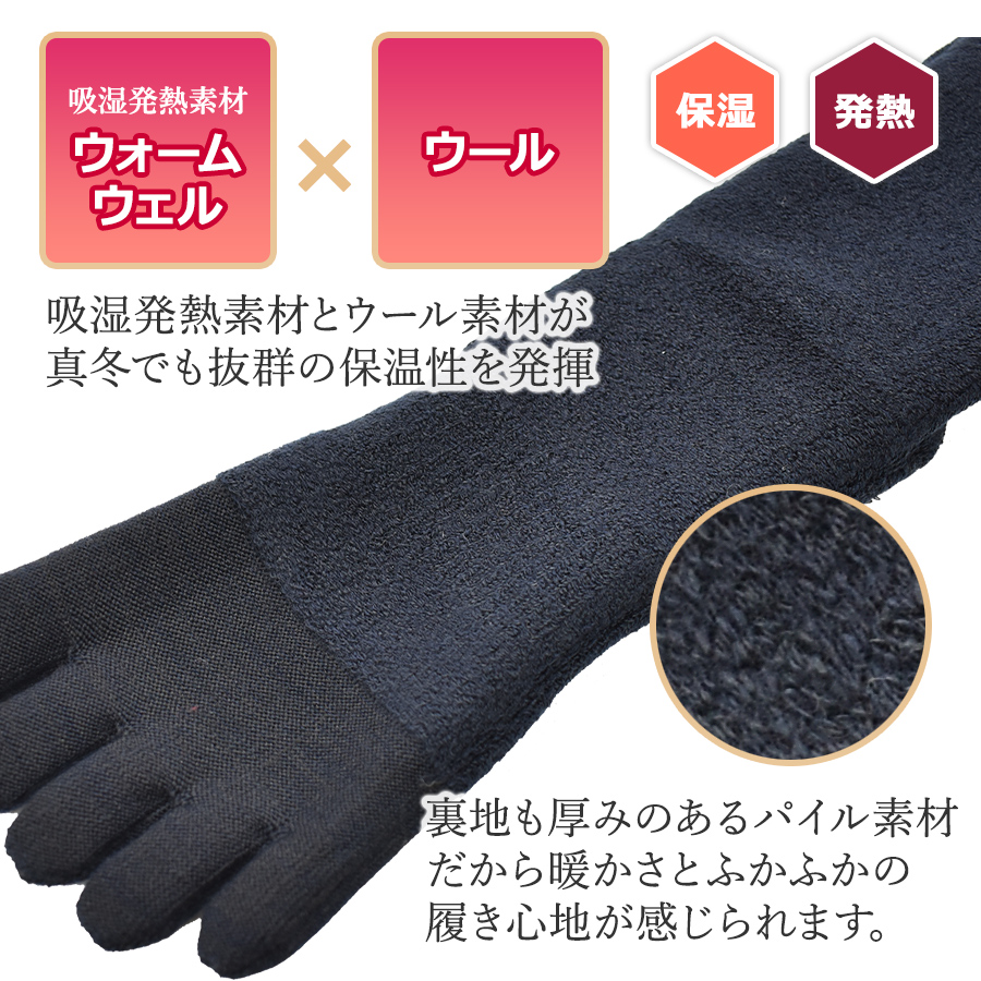 プロノ ウール混発熱パイルソックス 5本指 3...の詳細画像2