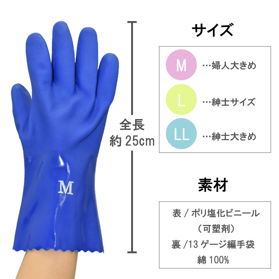 プロノ レッドラベル耐油 3双組 オリジナルビニール手袋 やわらか耐油