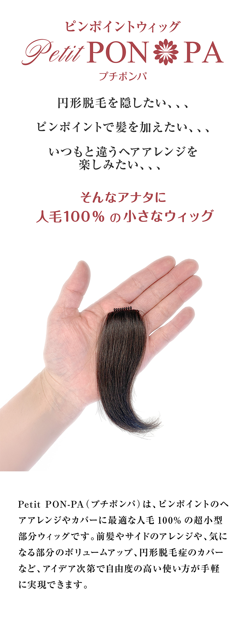 ピンポイント部分ウィッグPetit PON-PA（プチポンパ）です