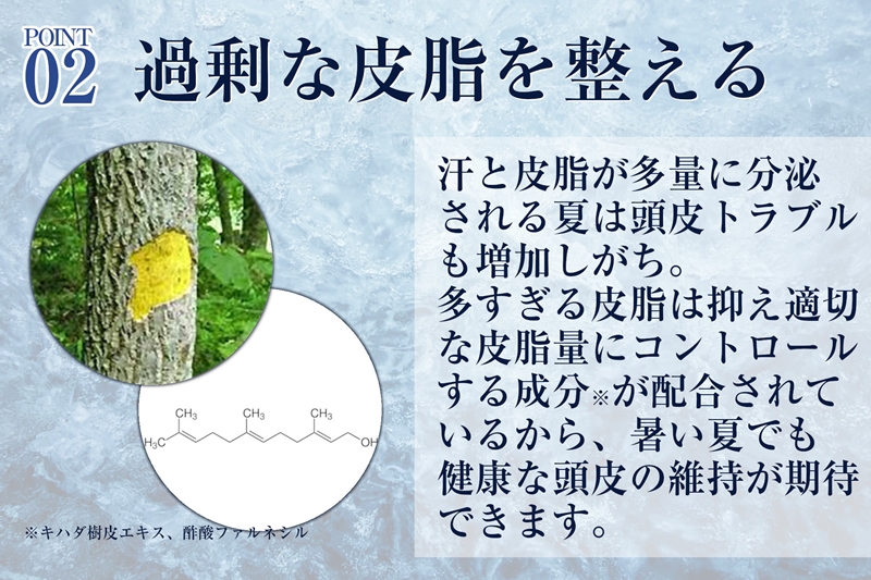 皮脂コントロール成分が夏の過剰な皮脂をコントロールして正常に保ちます