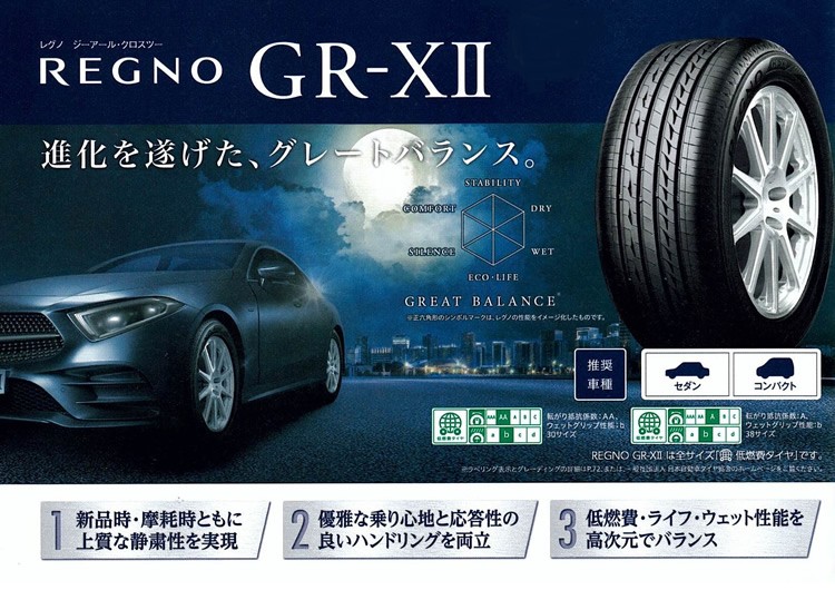 185/60R15 84H レグノ GR-XII ブリヂストン 4本セット 185⁄60R15 REGNO