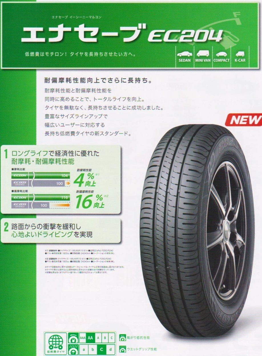 限定OFF155/65R13 ダンロップ EC204 新品タイヤ 4本 10500円〜 タイヤ