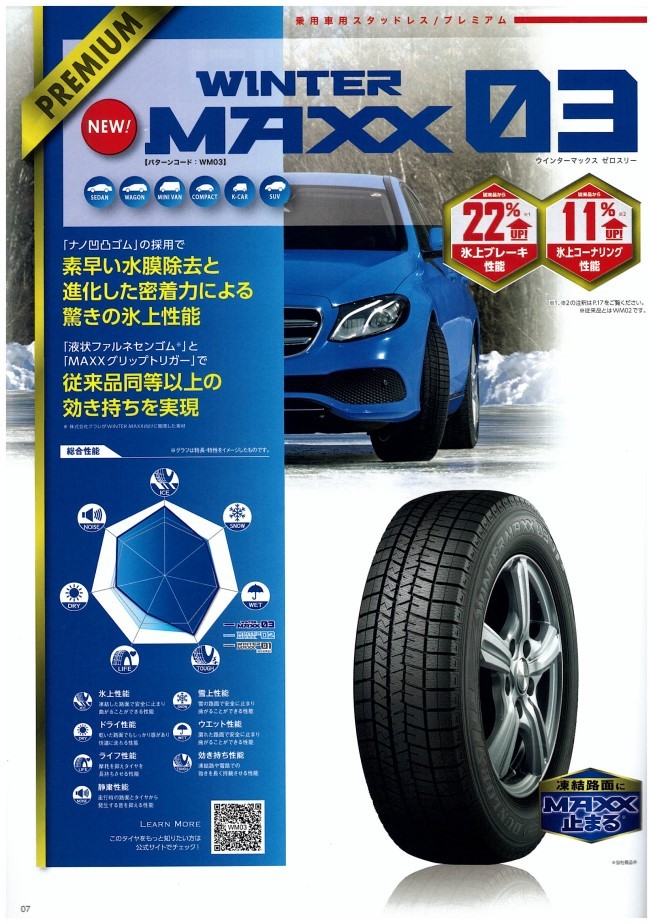 215/55R18 95Q SUV対応サイズ ウインターマックス03 WM03 ダンロップ