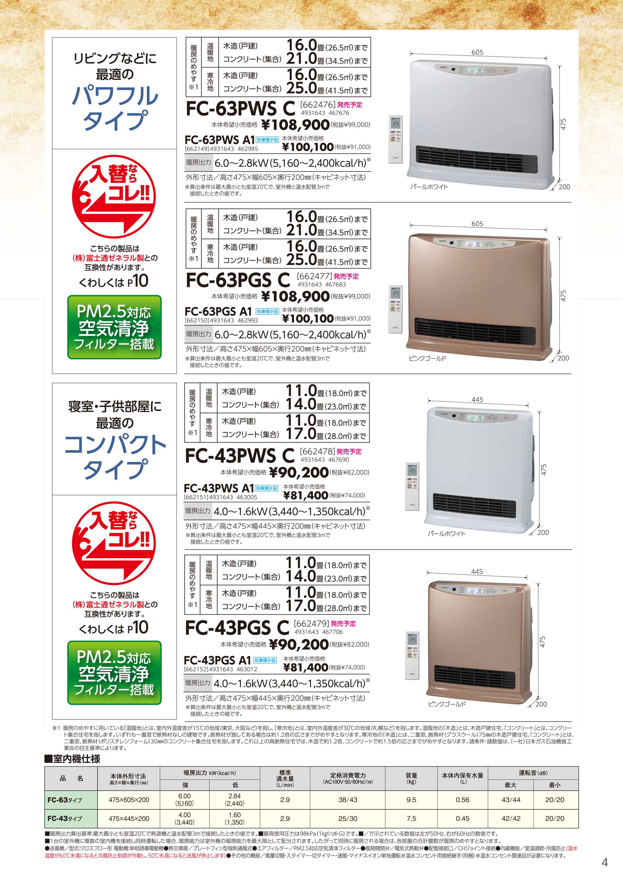 長府製作所 サンポット (/F) 温水ルームヒーター 室内機 パワフル 