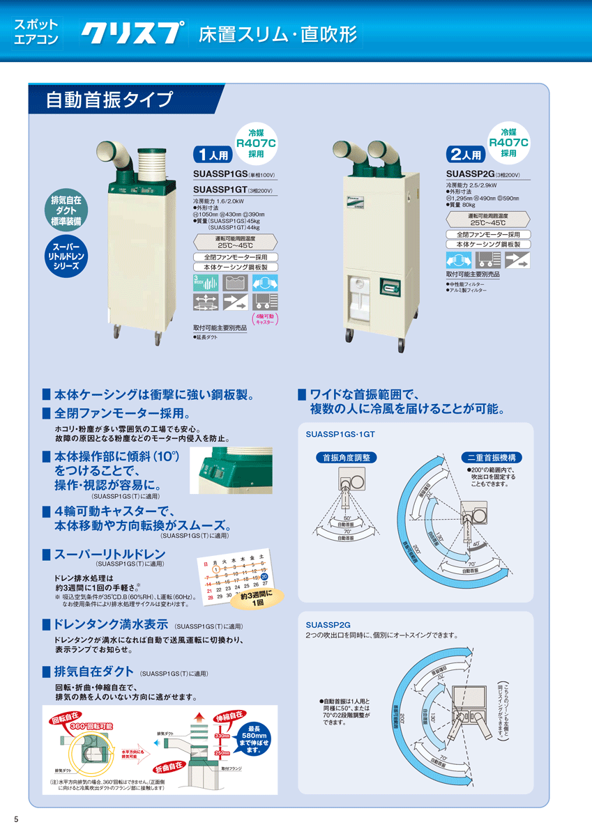 法人のみ ダイキン(/AL) クリスプ スポットエアコン 3相200V 2人用 床