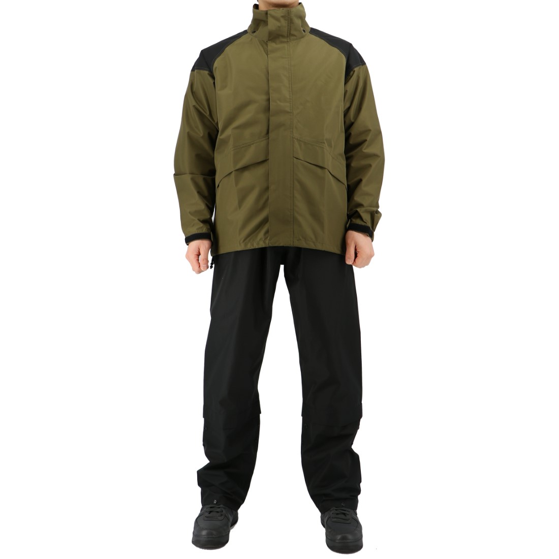 弘進ゴム (/BA) Ｂ−１３００ ＯＤＲ 透湿 ＬＩＧＨＴ レインスーツ カーキ 雨具 防水 耐水圧 レインコート レインウェア 合羽 雨がっぱ アウトドア 4L H1300BB | 弘進ゴム