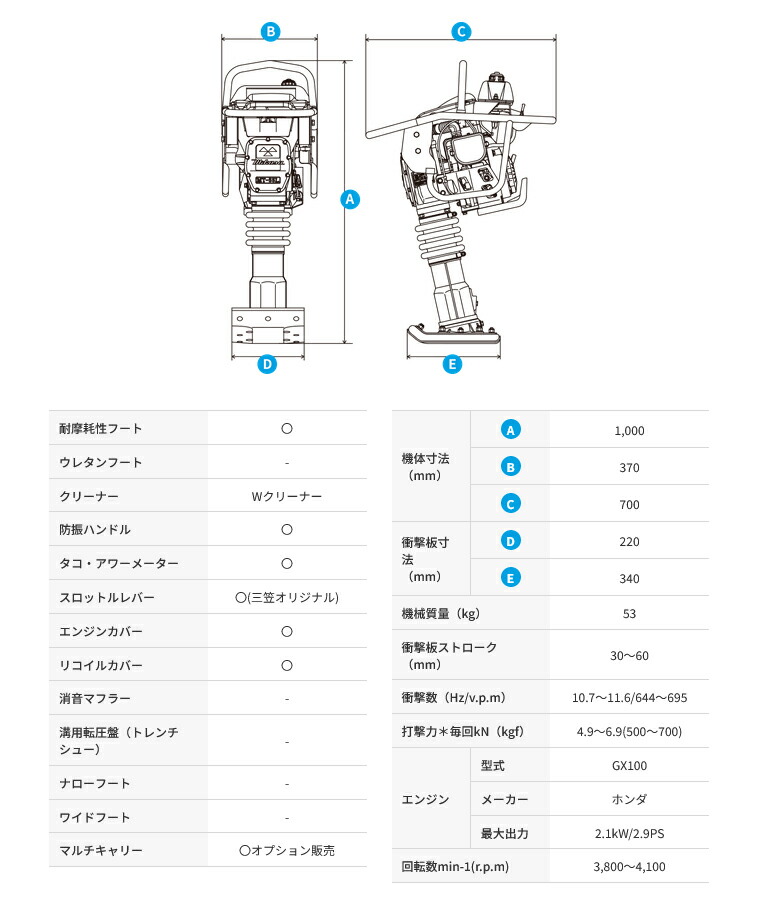 法人のみ 三笠産業 (/AQ) タンピングランマー 約15%の軽量化 MT-55Hの