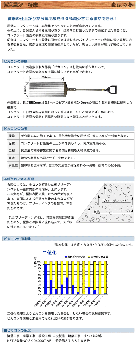 らく〜だ ピカコン コンクリート表面気泡抜き取り器具(仕上用) 全長