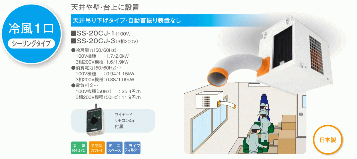 法人のみ スイデン(/AO) スポットエアコン 冷風 １口 シーリングタイプ