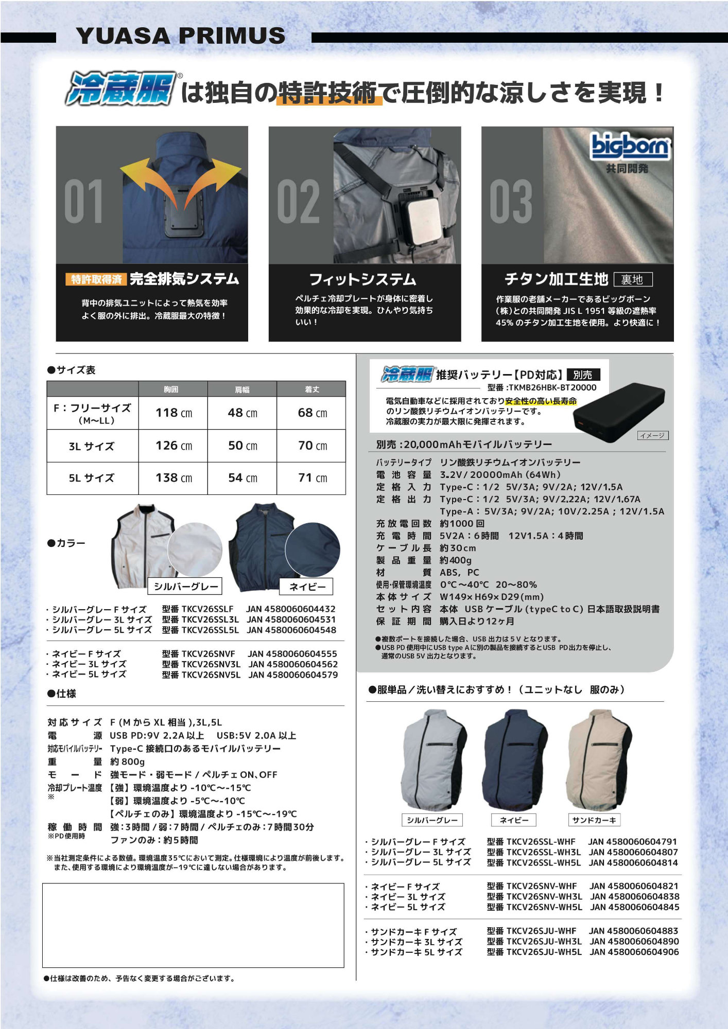 THANKO サンコー (/AO) 冷蔵服 2026年モデル ベストタイプ シルバー