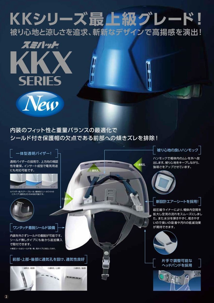 スミハット KKXCS-A 横長コンパクトシールド面付き ヘルメット（通気孔