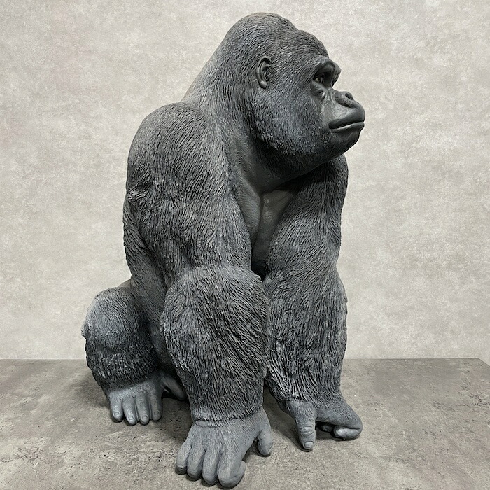シルバーバック デカ黒ゴリラ 高さ53cm 置物 かわいい 動物 玄関 おしゃれ インテリア ガーデンオーナメント woobia | WOOBIA | 09