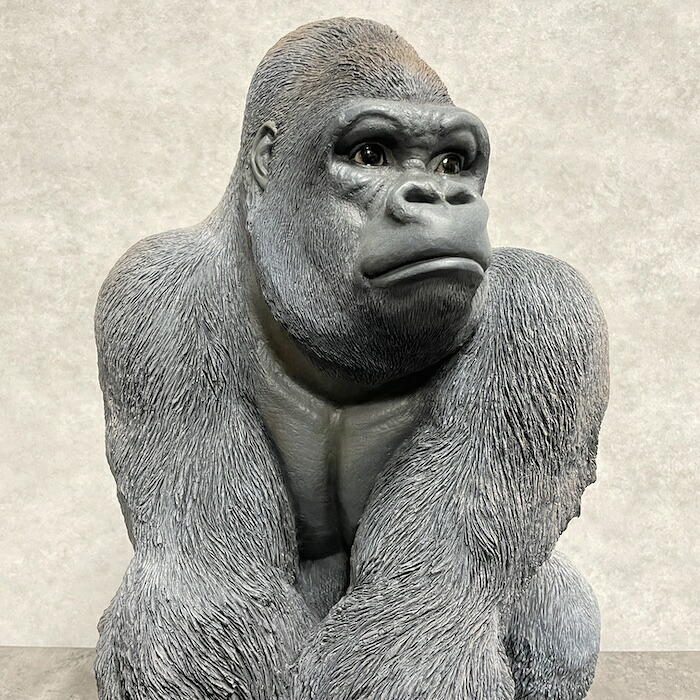 シルバーバック デカ黒ゴリラ 高さ53cm 置物 かわいい 動物 玄関 おしゃれ インテリア ガーデンオーナメント woobia | WOOBIA | 11
