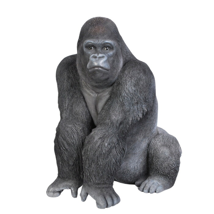 シルバーバック デカ黒ゴリラ 高さ53cm 置物 かわいい 動物 玄関 おしゃれ インテリア ガーデンオーナメント woobia | WOOBIA | 14
