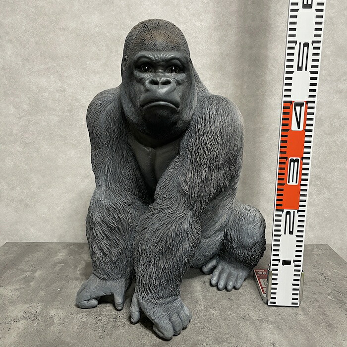 シルバーバック デカ黒ゴリラ 高さ53cm 置物 かわいい 動物 玄関 おしゃれ インテリア ガーデンオーナメント woobia | WOOBIA | 01