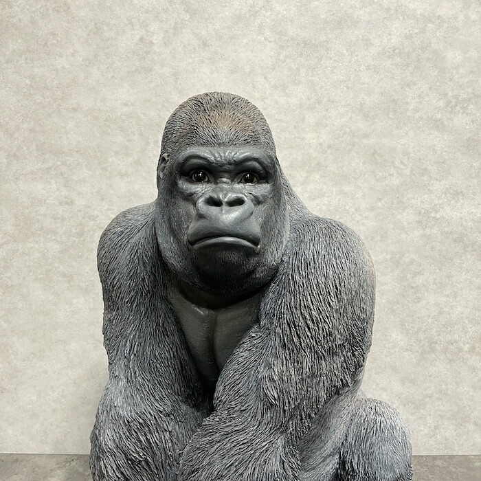 シルバーバック デカ黒ゴリラ 高さ53cm 置物 かわいい 動物 玄関 おしゃれ インテリア ガーデンオーナメント woobia | WOOBIA | 03
