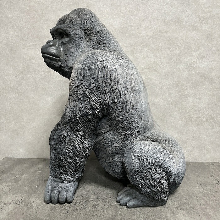 シルバーバック デカ黒ゴリラ 高さ53cm 置物 かわいい 動物 玄関 おしゃれ インテリア ガーデンオーナメント woobia | WOOBIA | 05