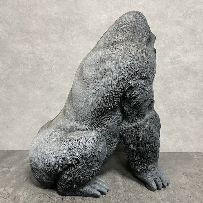 シルバーバック デカ黒ゴリラ 高さ53cm 置物 かわいい 動物 玄関 おしゃれ インテリア ガーデンオーナメント woobia | WOOBIA | 08