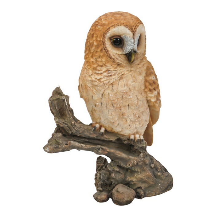 鳥 置物 オブジェ 北欧 動物 かわいい 切り株にとまるフクロウ 高さ