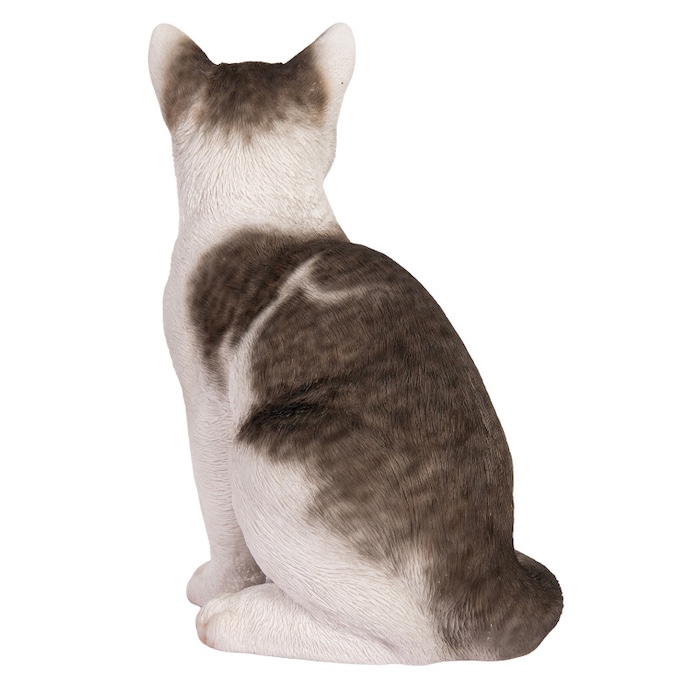 かわいい置物 お座りサバトラ白猫 大 ネコ 高さ30.5cm woobia 動物