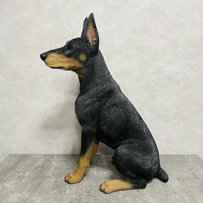 置物 犬 動物 お座りドーベルマン 特大 犬グッズ 高さ61cm woobia