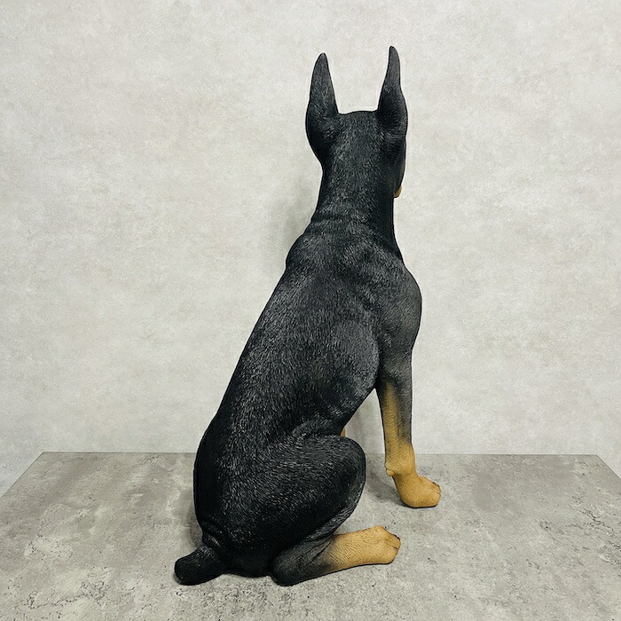 置物 犬 動物 お座りドーベルマン 特大 犬グッズ 高さ61cm woobia