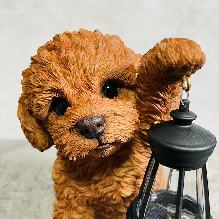 WOOBIA（ウービア） 置物 犬 かわいい 動物 玄関 ソーラーランプを左手