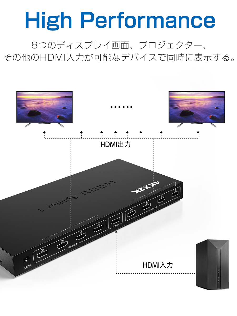 HDMI切替器 1入力8出力