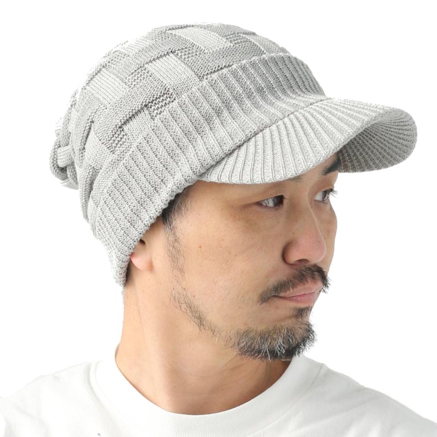 爆買 / Regnuu つば付きニット帽 メンズ レディース クロス編み コットン100％ ニットキャップ ビーニー 洗える 春夏秋冬 | Regnuu | 13