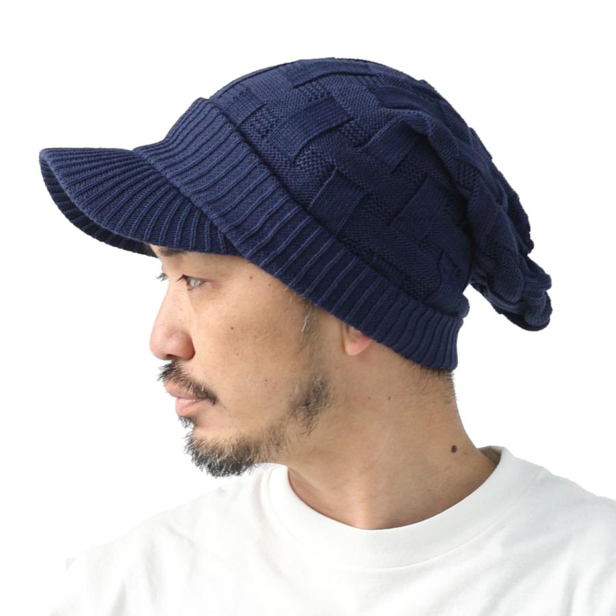 爆買 / Regnuu つば付きニット帽 メンズ レディース クロス編み コットン100％ ニットキャップ ビーニー 洗える 春夏秋冬 | Regnuu | 03