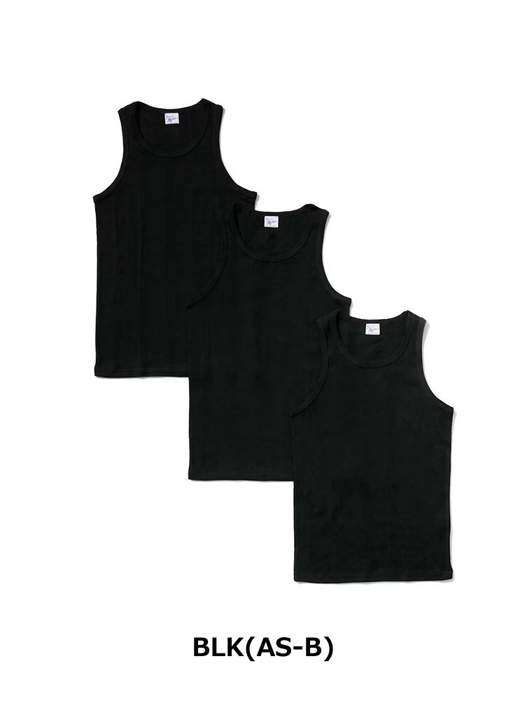 爆買 / Robert P.Miller ロバート・ピー・ミラー 3P Panel-rib Tanktop メンズ 3枚組 タンクトップ パネルリブ 綿100% コットン インナー ノースリーブ | Robert P. Miller | 02