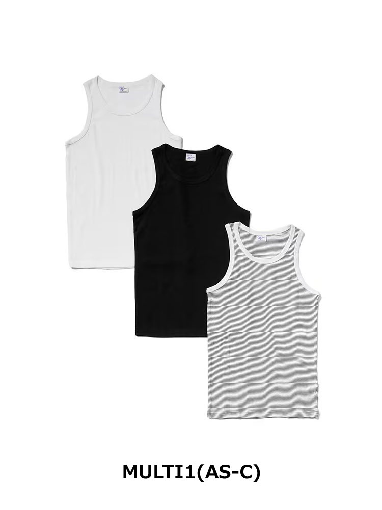 爆買 / Robert P.Miller ロバート・ピー・ミラー 3P Panel-rib Tanktop メンズ 3枚組 タンクトップ パネルリブ 綿100% コットン インナー ノースリーブ | Robert P. Miller | 03