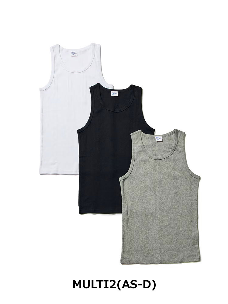 爆買 / Robert P.Miller ロバート・ピー・ミラー 3P Panel-rib Tanktop メンズ 3枚組 タンクトップ パネルリブ 綿100% コットン インナー ノースリーブ | Robert P. Miller | 04