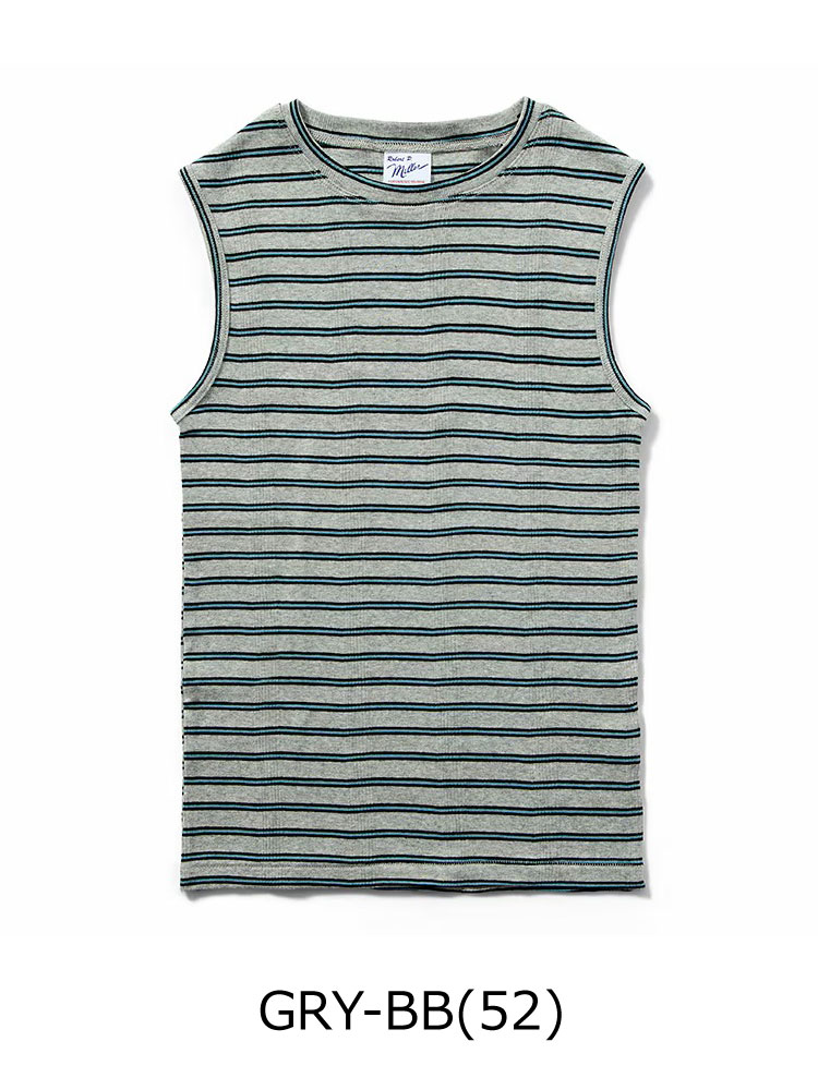 タンクトップ レディース ボーダー Robert P.Miller ロバート・ピー・ミラー  パネルリブ 848c 春 夏 春夏 ノースリーブ Tee | Robert P. Miller | 14