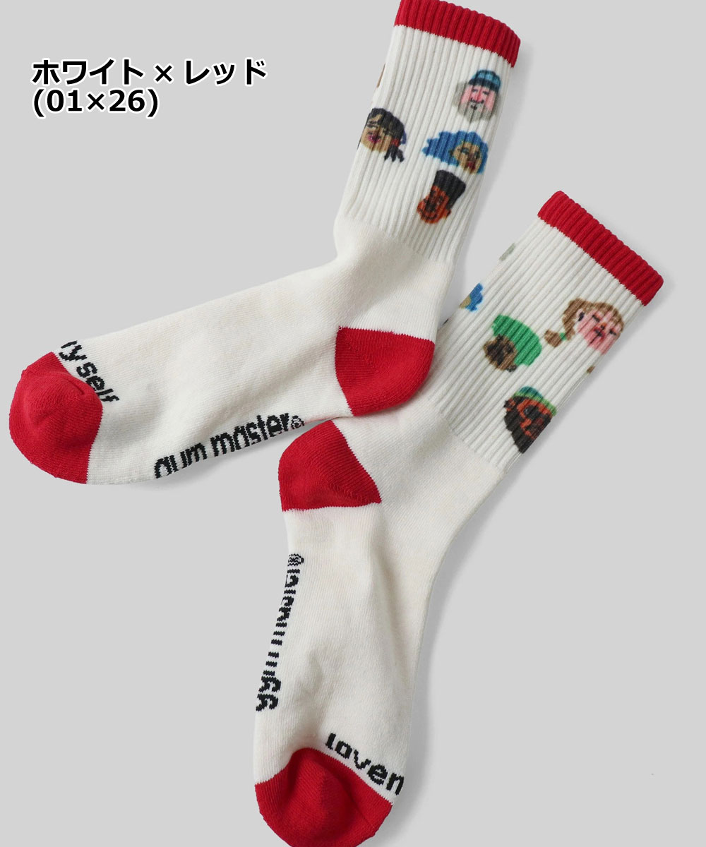 gym master ジムマスター love myself ソックス G757728 メンズ レディース 靴下 クルーソックス 総柄ソックス 裏パイル 厚手 おしゃれ オールシーズン ギフト | gym master | 02