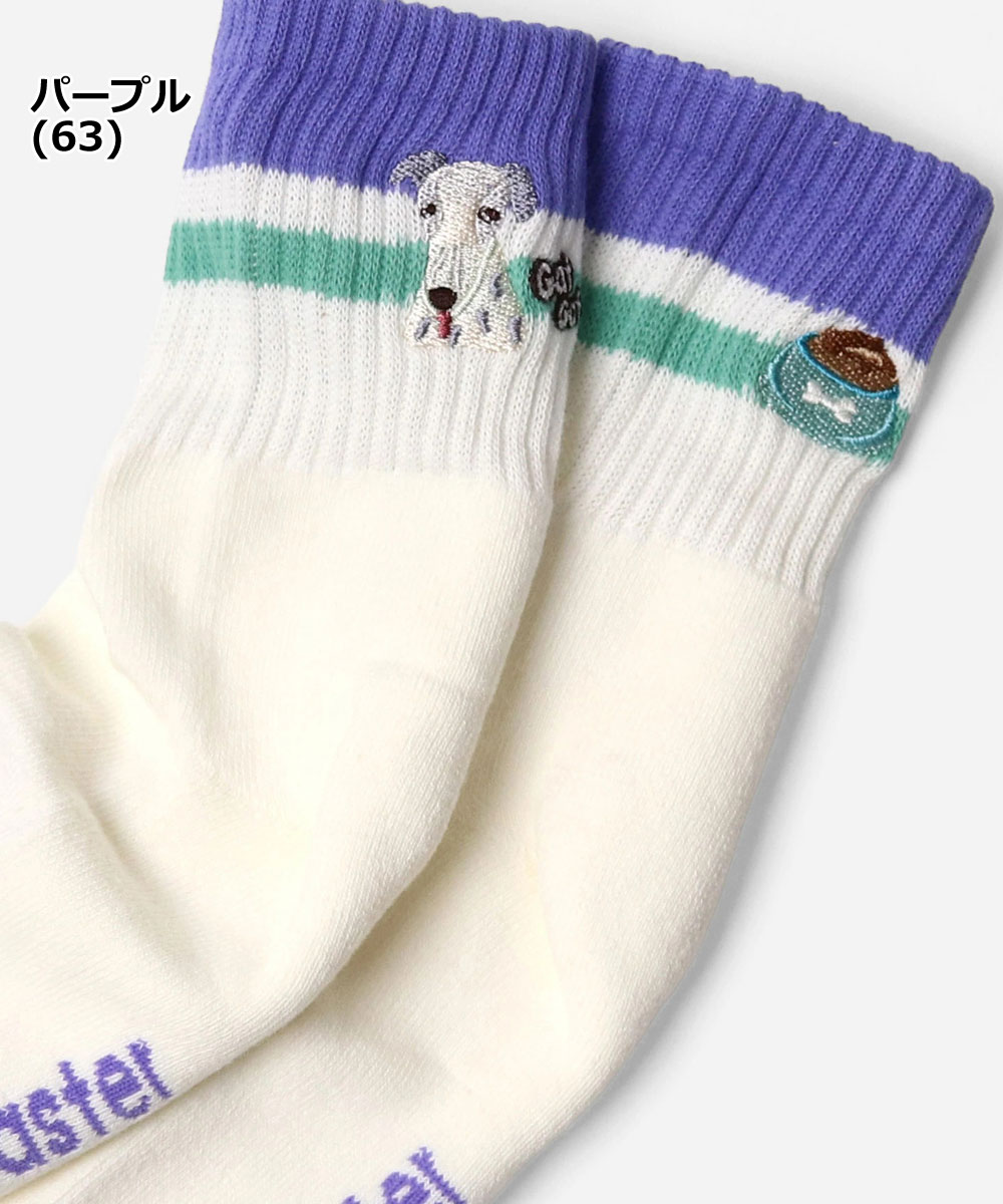 gym master ジムマスター DOG刺繍コンビソックス G766740 メンズ レディース 靴下 ソックス 犬 刺繍 クルーソックス 春夏 オールシーズン ギフト プレゼント | gym master | 04