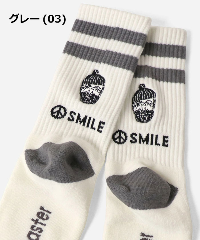 gym master ジムマスター SMILE 刺繍 ライン ソックス G966630 | gym master | 05