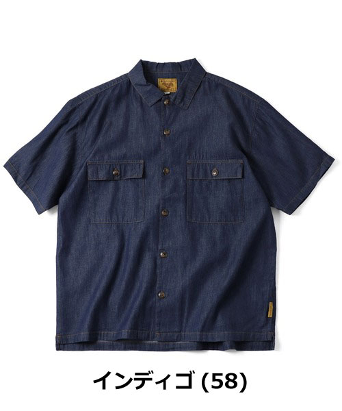 シャツ メンズ 春夏 gym master ジムマスター 半袖デニムシャツ G721751 ライトデニム ヒッコリー コットン カジュアル | gym master | 03